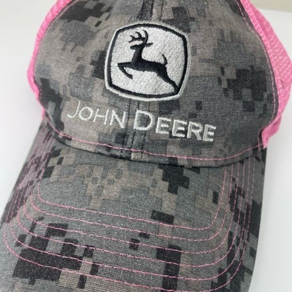 John Deere Gray & Pink Camo Adjustable Hat - Picture 7 of 13